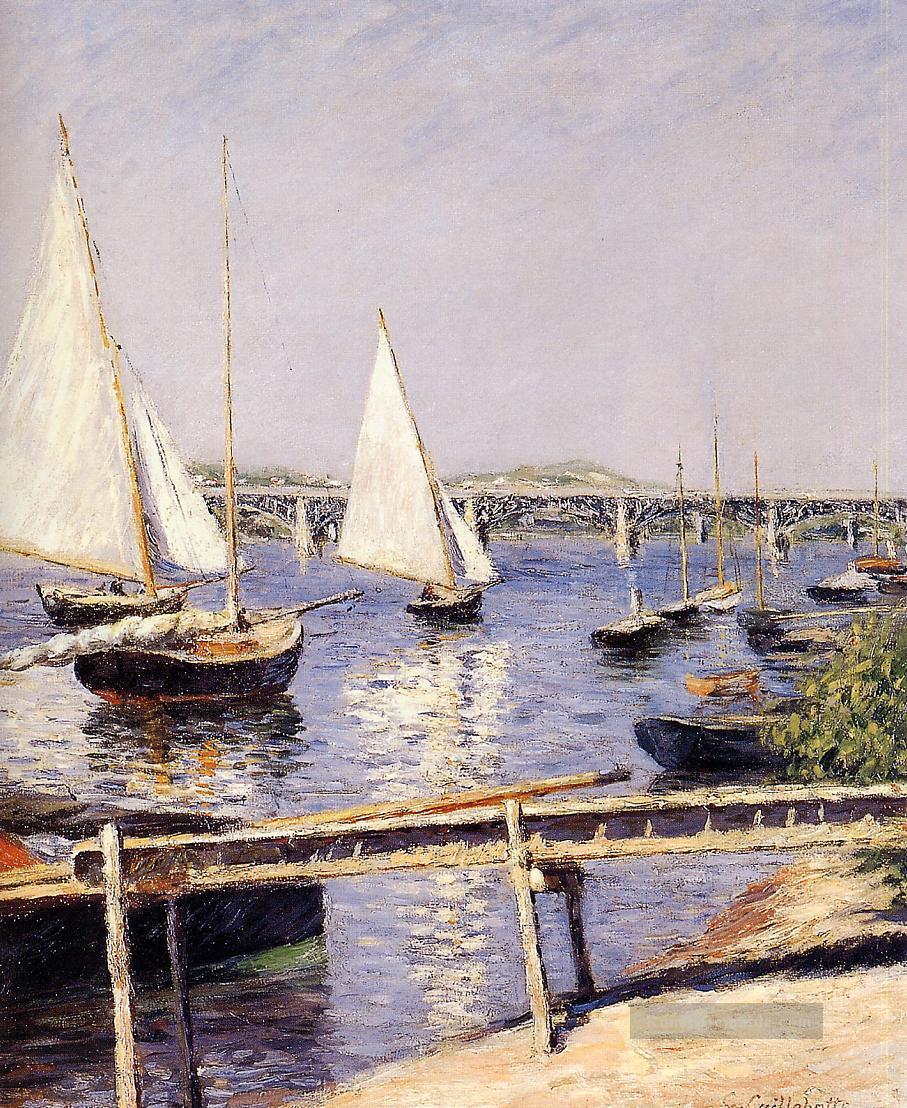Segelboote in Argenteuil Impressionisten Gustave Caillebotte Seestück Ölgemälde